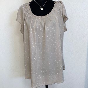 Lauren Conrad- Coffee Cream Stars Blouse